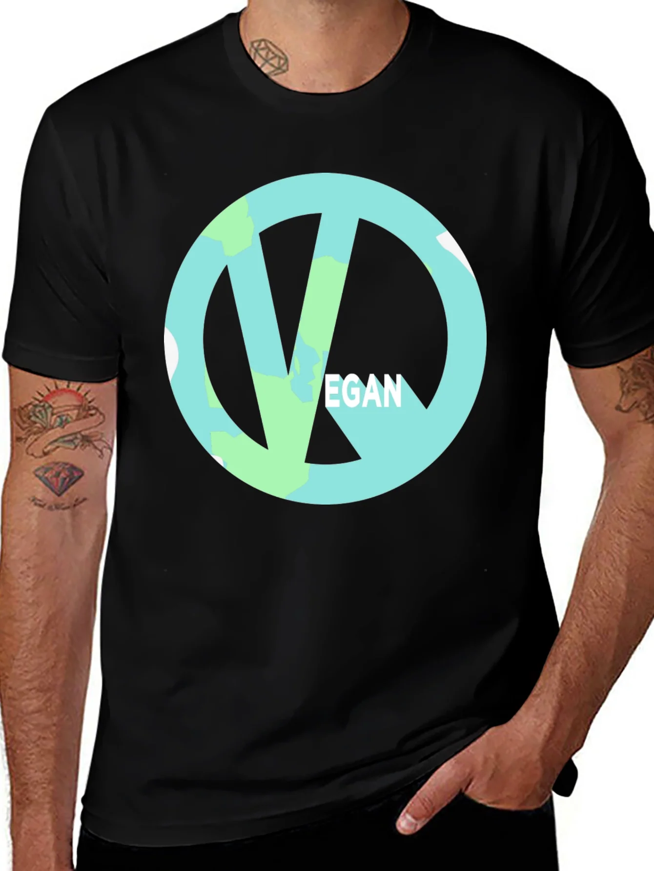 Vegan Symbol Black Tee - Ethical & Stylish