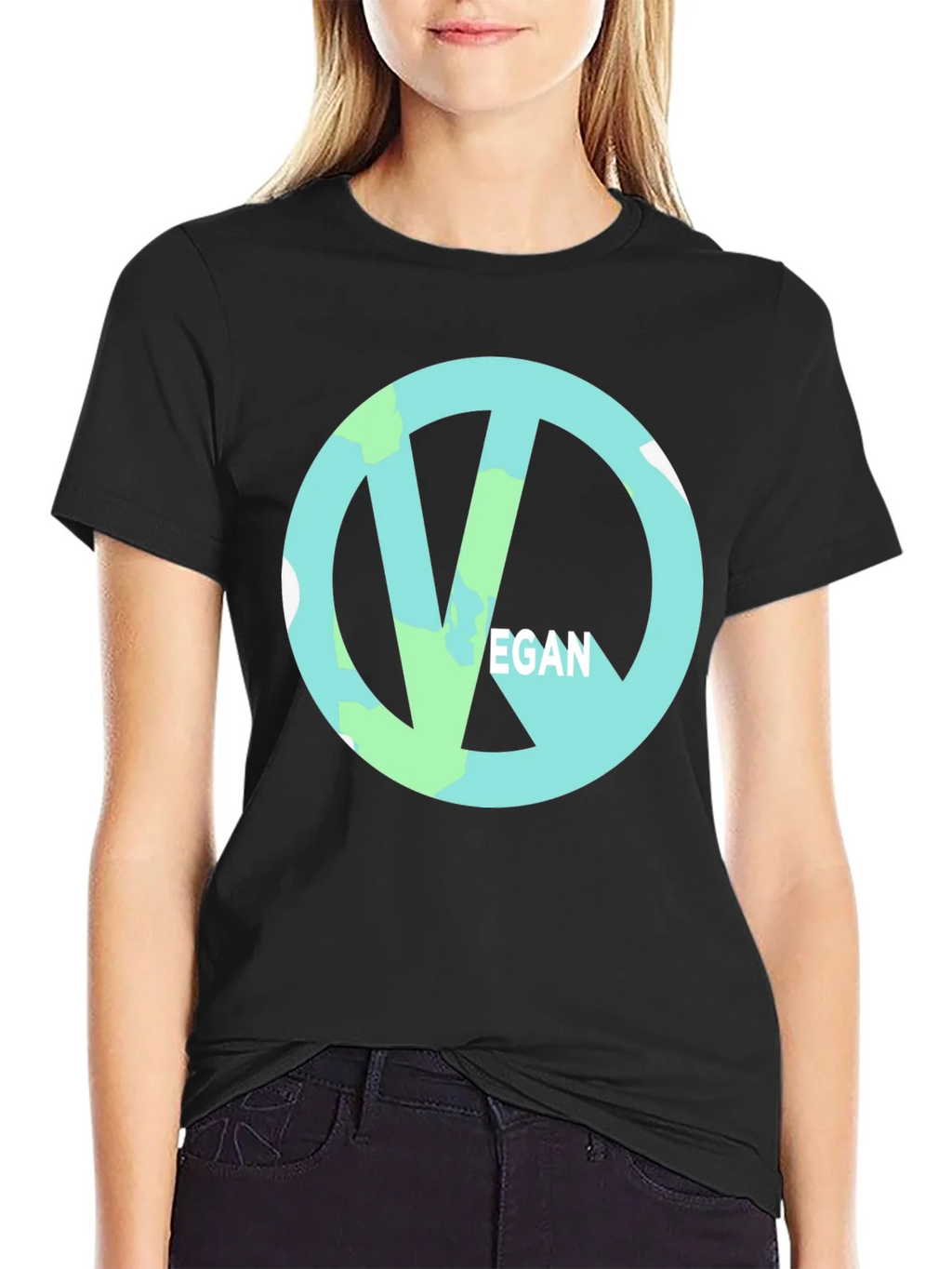 Vegan Symbol Black Tee - Ethical & Stylish