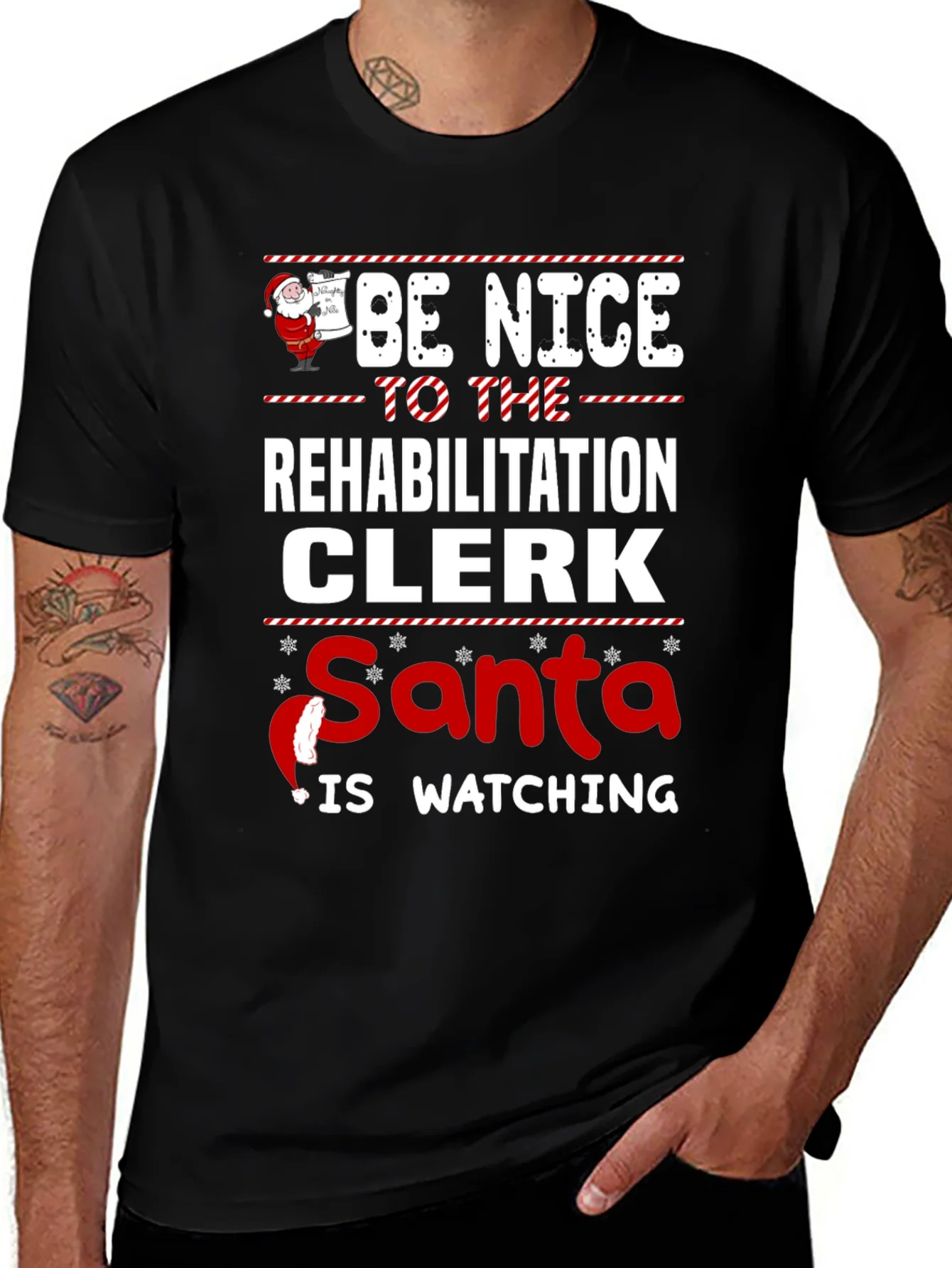 Rehabilitation Clerk Santa Watching T-Shirt