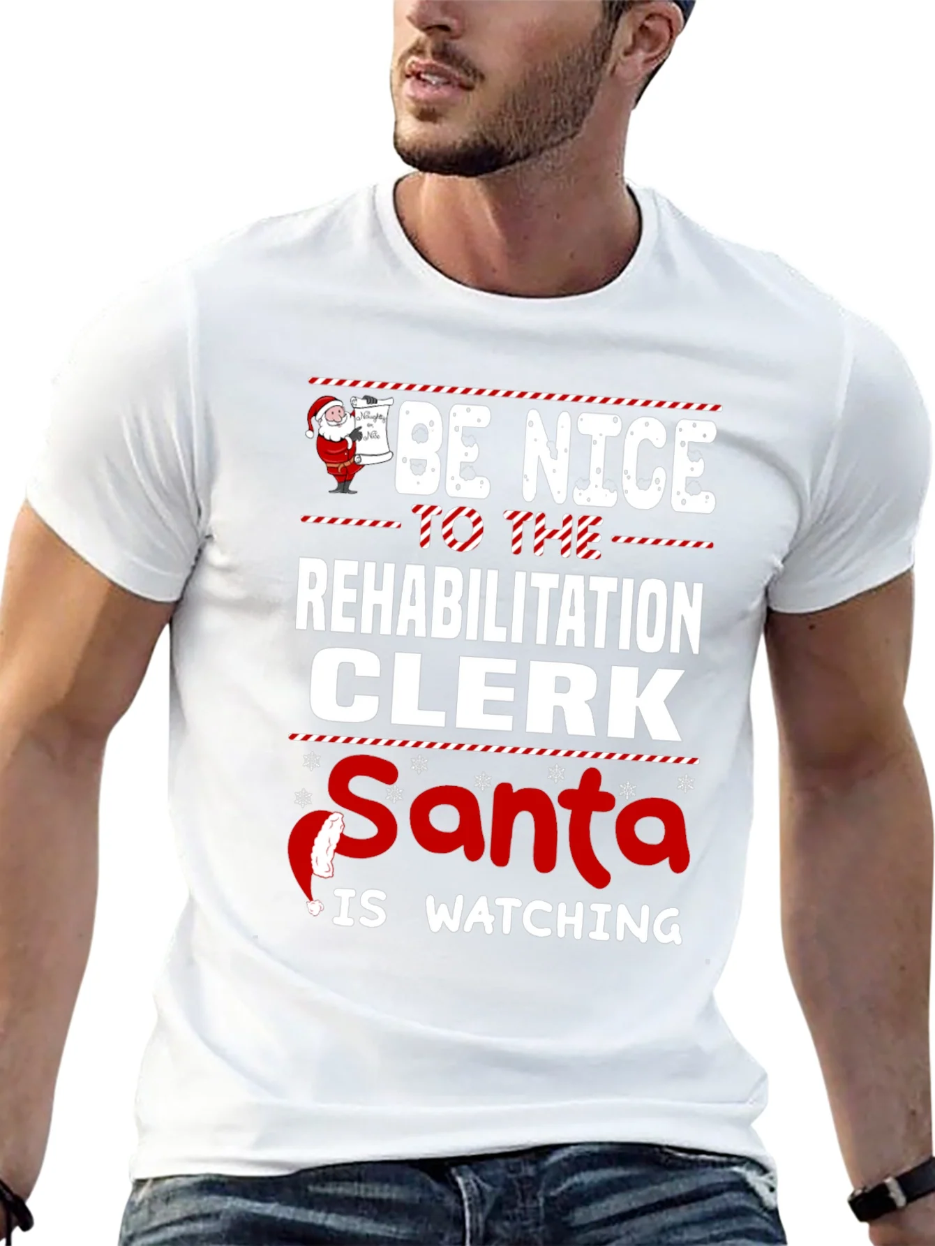 Rehabilitation Clerk Santa Watching T-Shirt