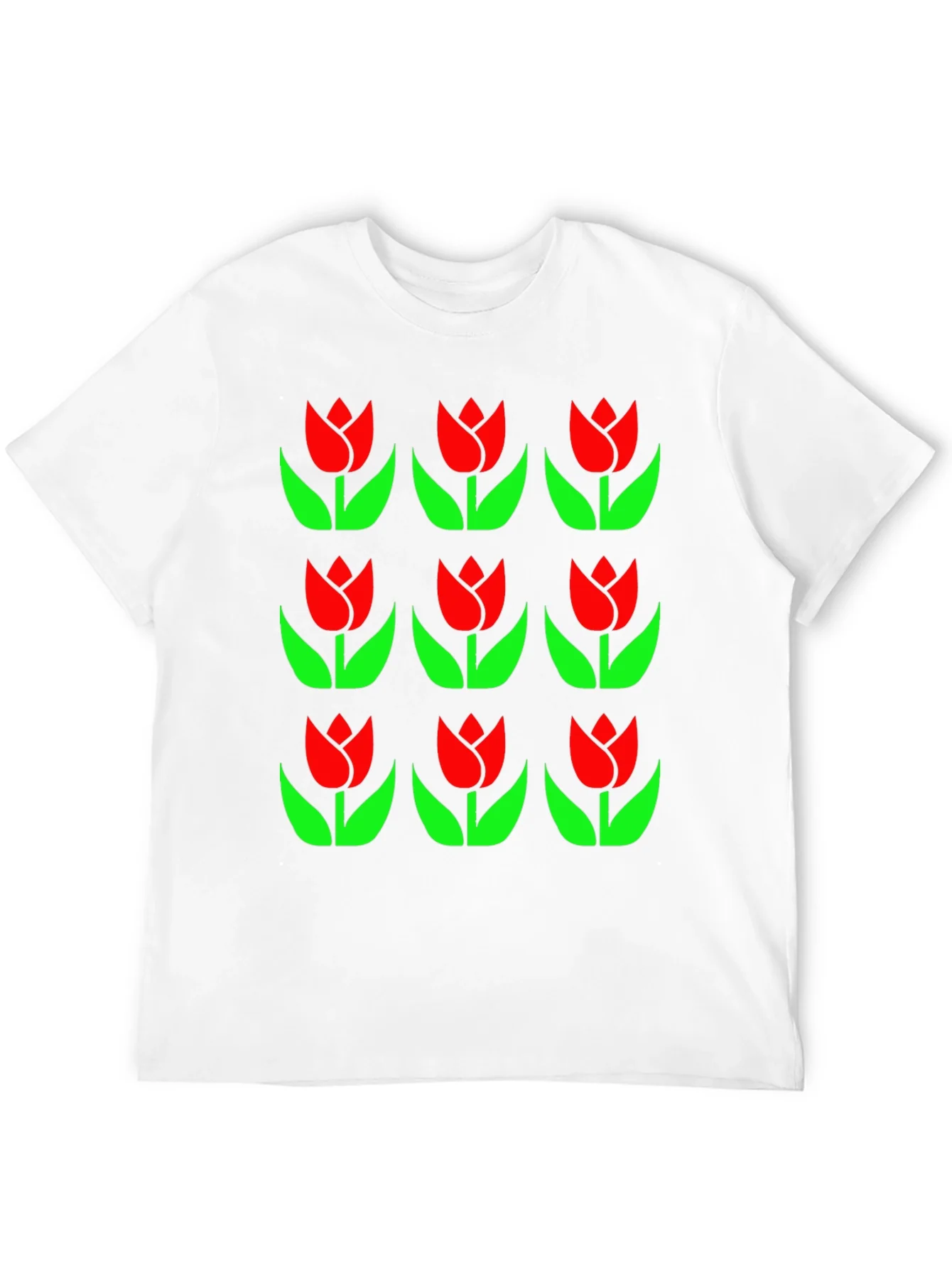 Tulip Pattern Black T-Shirt