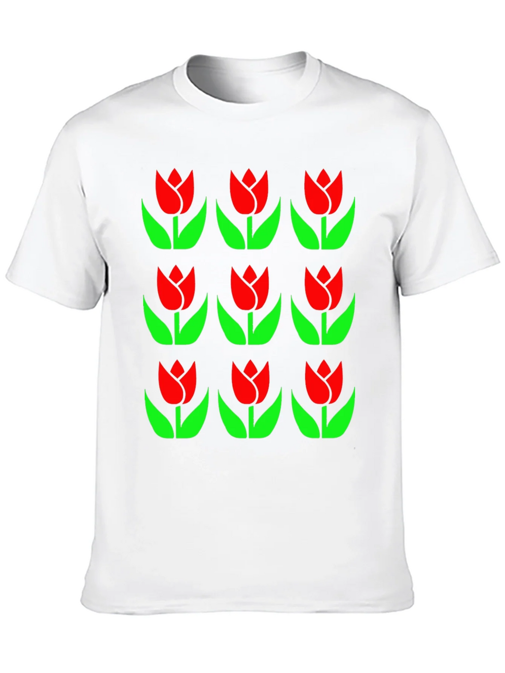 Tulip Pattern Black T-Shirt