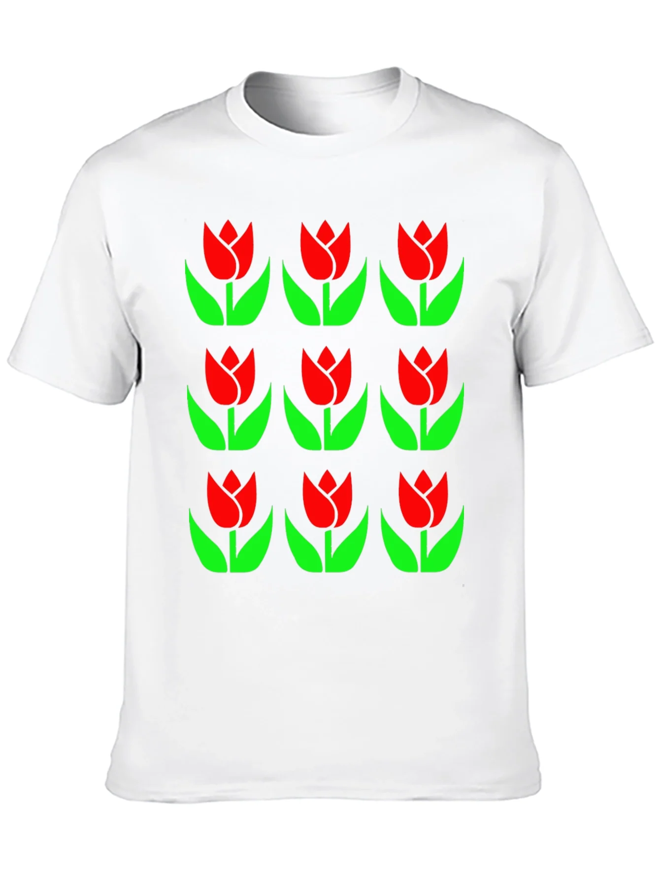 Tulip Pattern Black T-Shirt