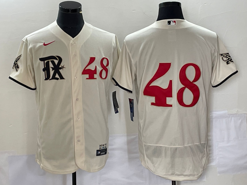 Men's Texas Rangers Jacob deGrom #48 Cream 2023 City Connect Replica Player jersey