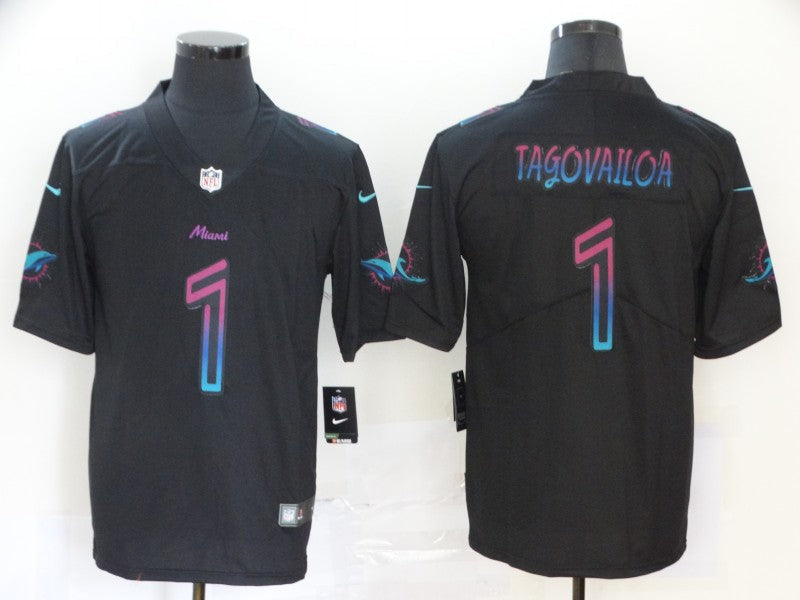Men's Miami Dolphins Tua Tagovailoa #1 Black City Edition Game jersey