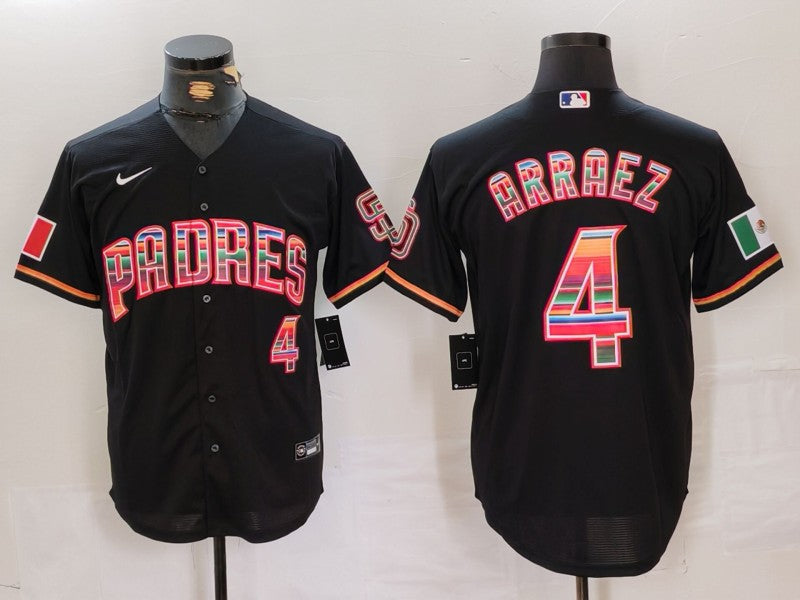 Men's San Diego Padres Luis Arraez #4 Black Player Game Jersey1