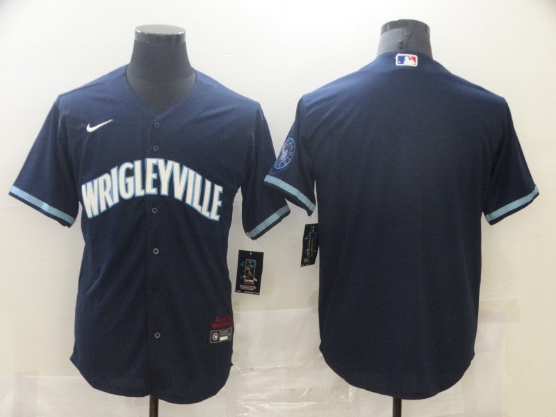 Men's Chicago Cubs Navy City Connect Replica Blank jersey