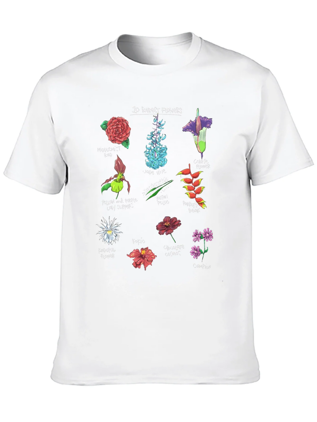 10 Rarest Flowers T-Shirt Botanical Graphic Tee