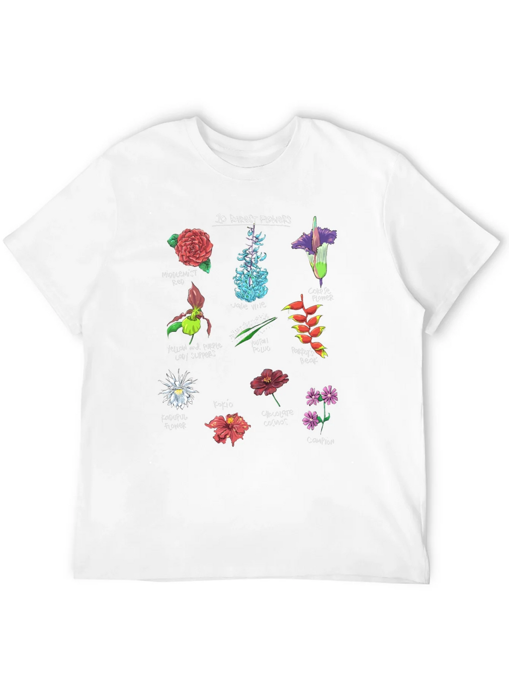 10 Rarest Flowers T-Shirt Botanical Graphic Tee