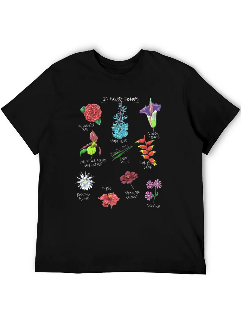 10 Rarest Flowers T-Shirt Botanical Graphic Tee