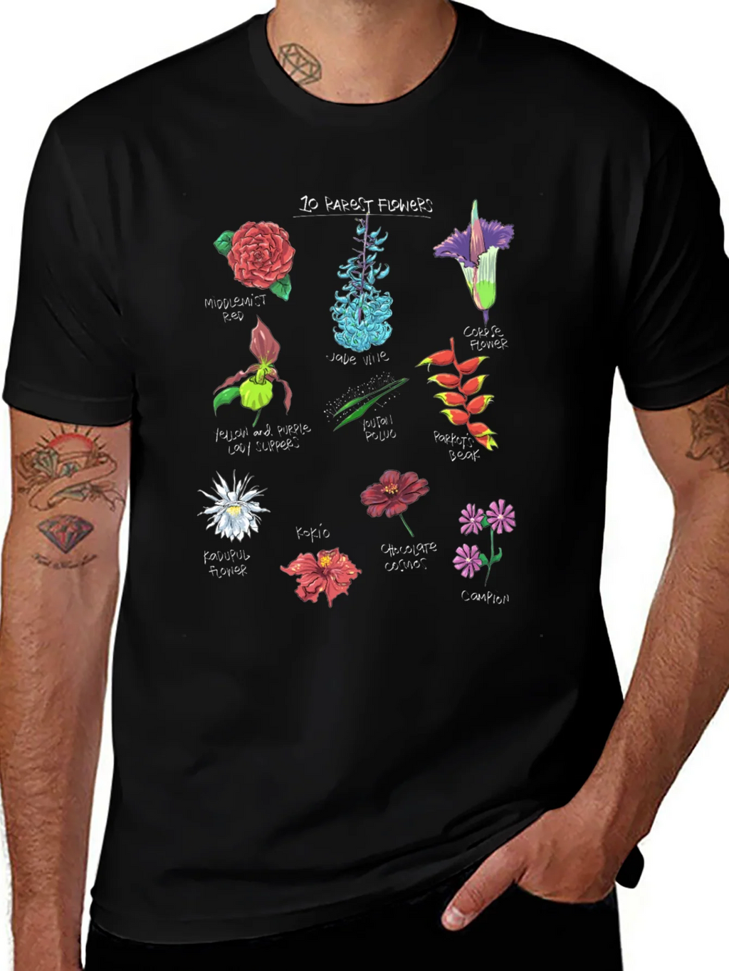 10 Rarest Flowers T-Shirt Botanical Graphic Tee