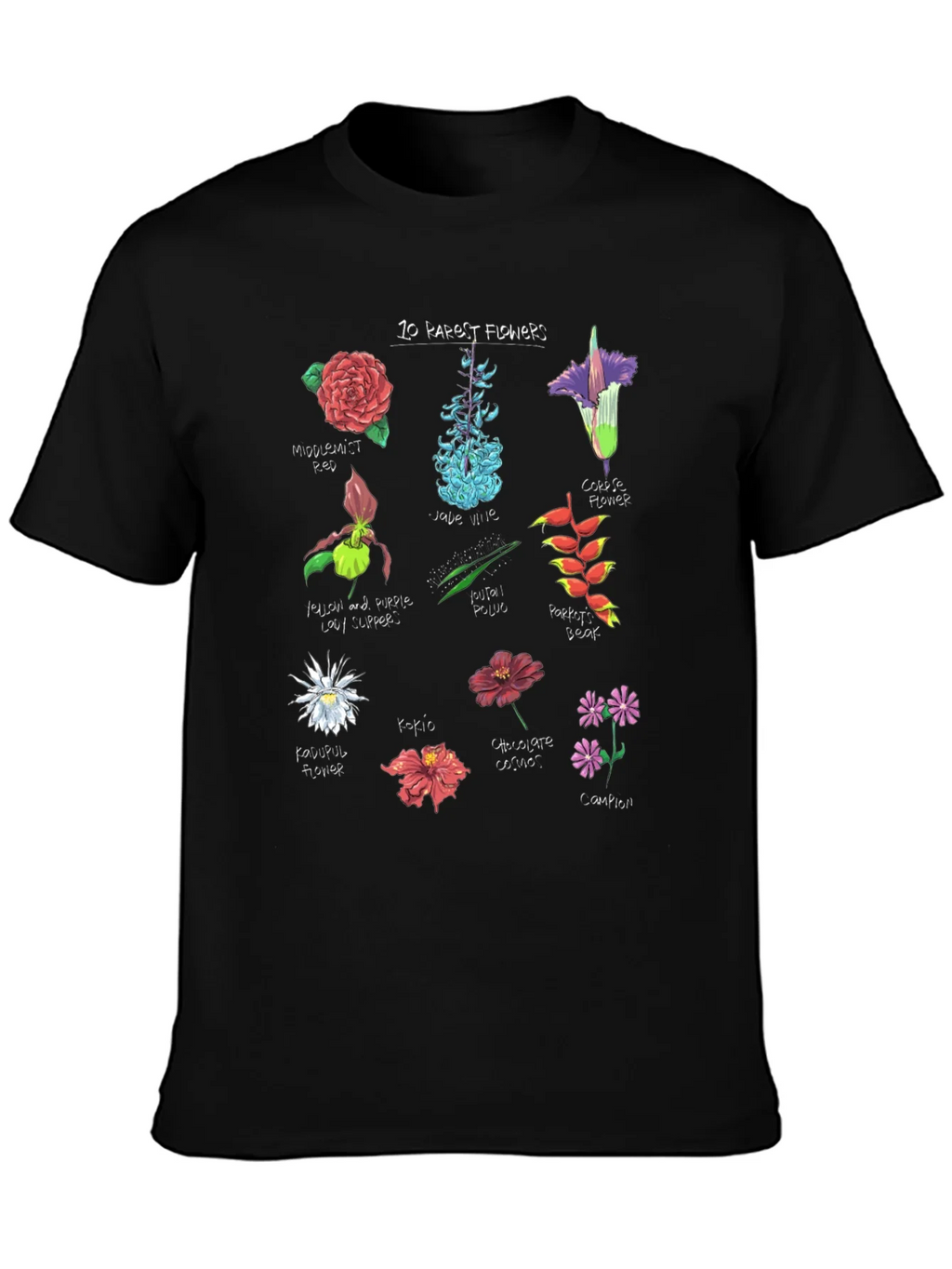 10 Rarest Flowers T-Shirt Botanical Graphic Tee