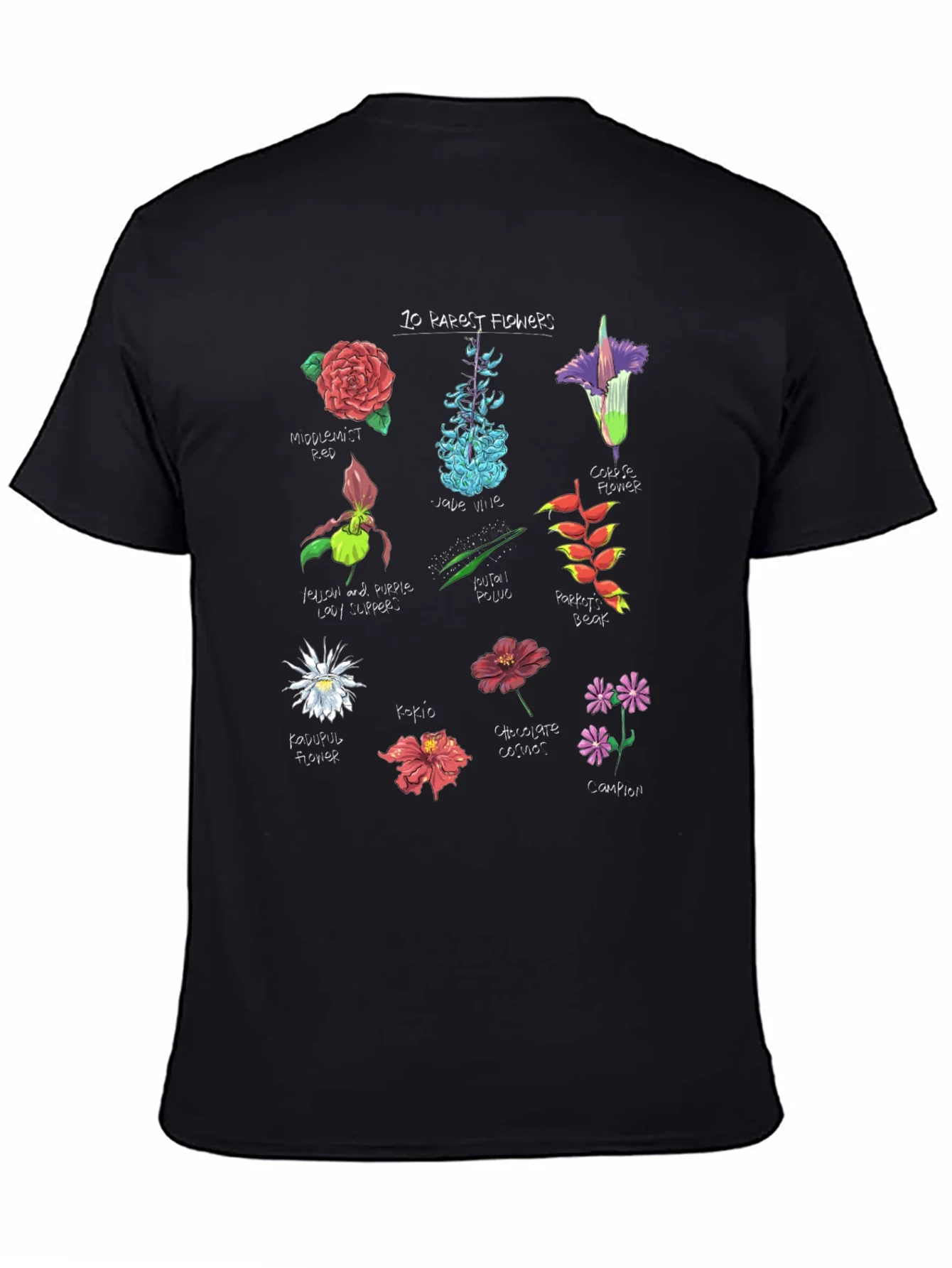 10 Rarest Flowers T-Shirt Botanical Graphic Tee