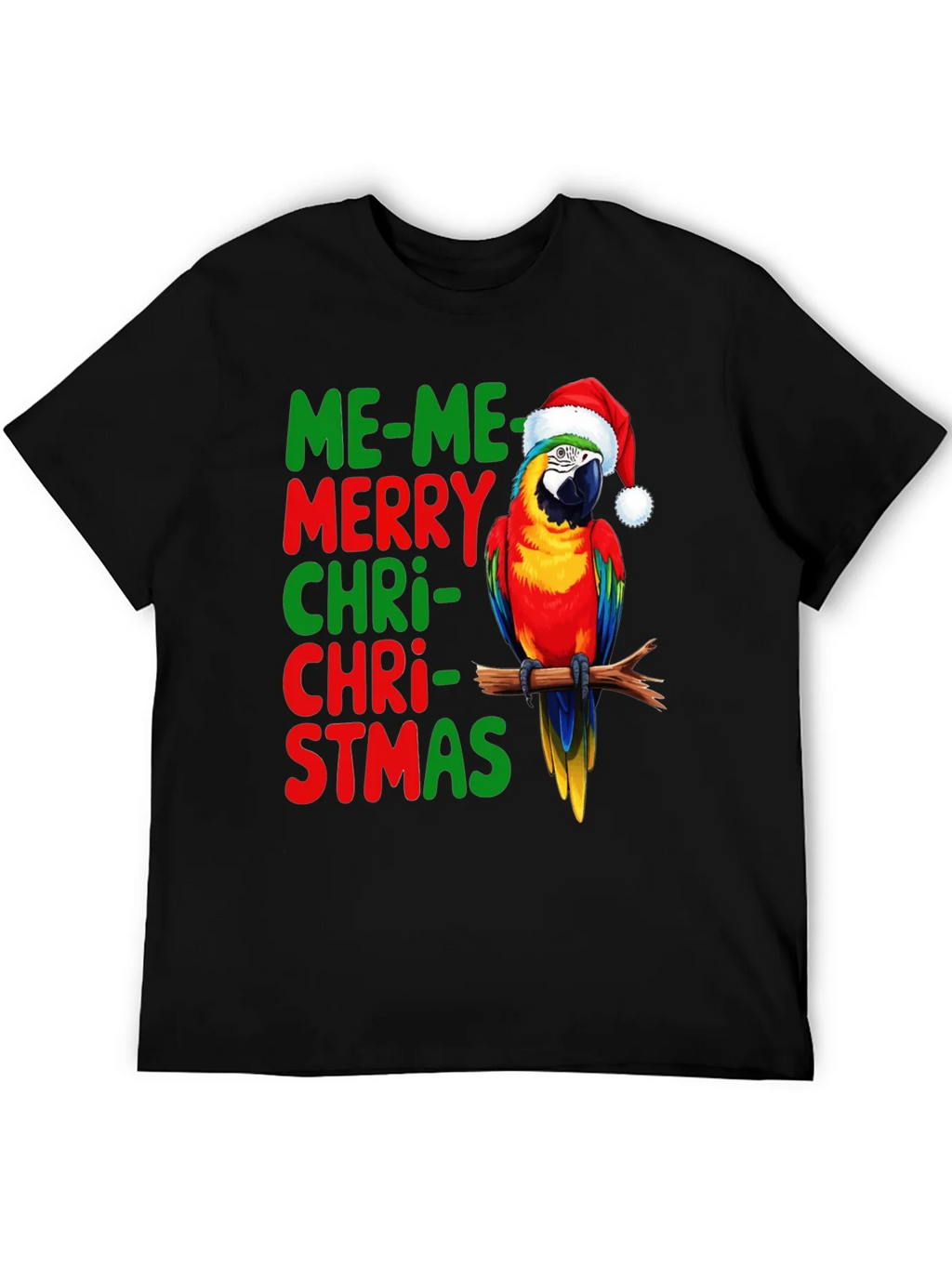 Me-Me Merry Christmas Parrot Graphic Tee