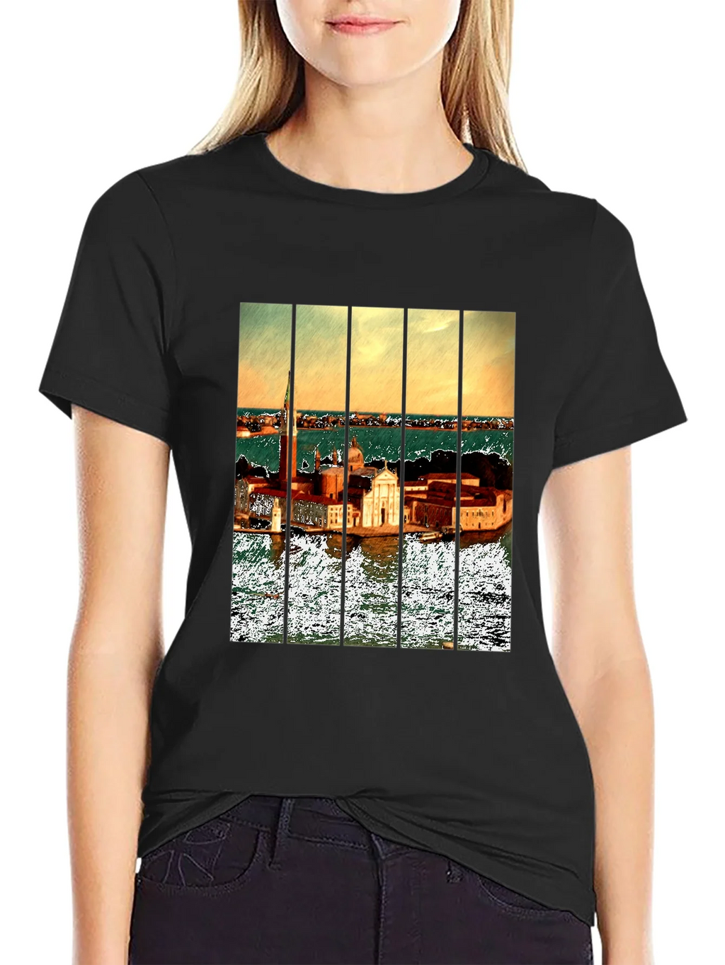 Venice T-Shirt: Artistic Cityscape Tee for Men