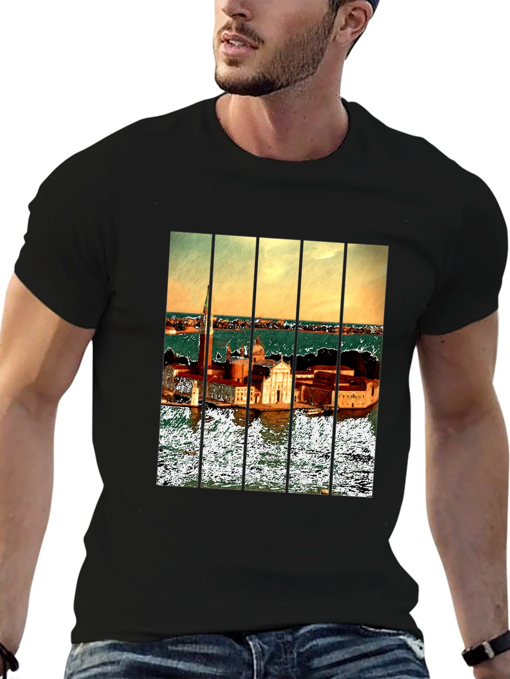 Venice T-Shirt: Artistic Cityscape Tee for Men