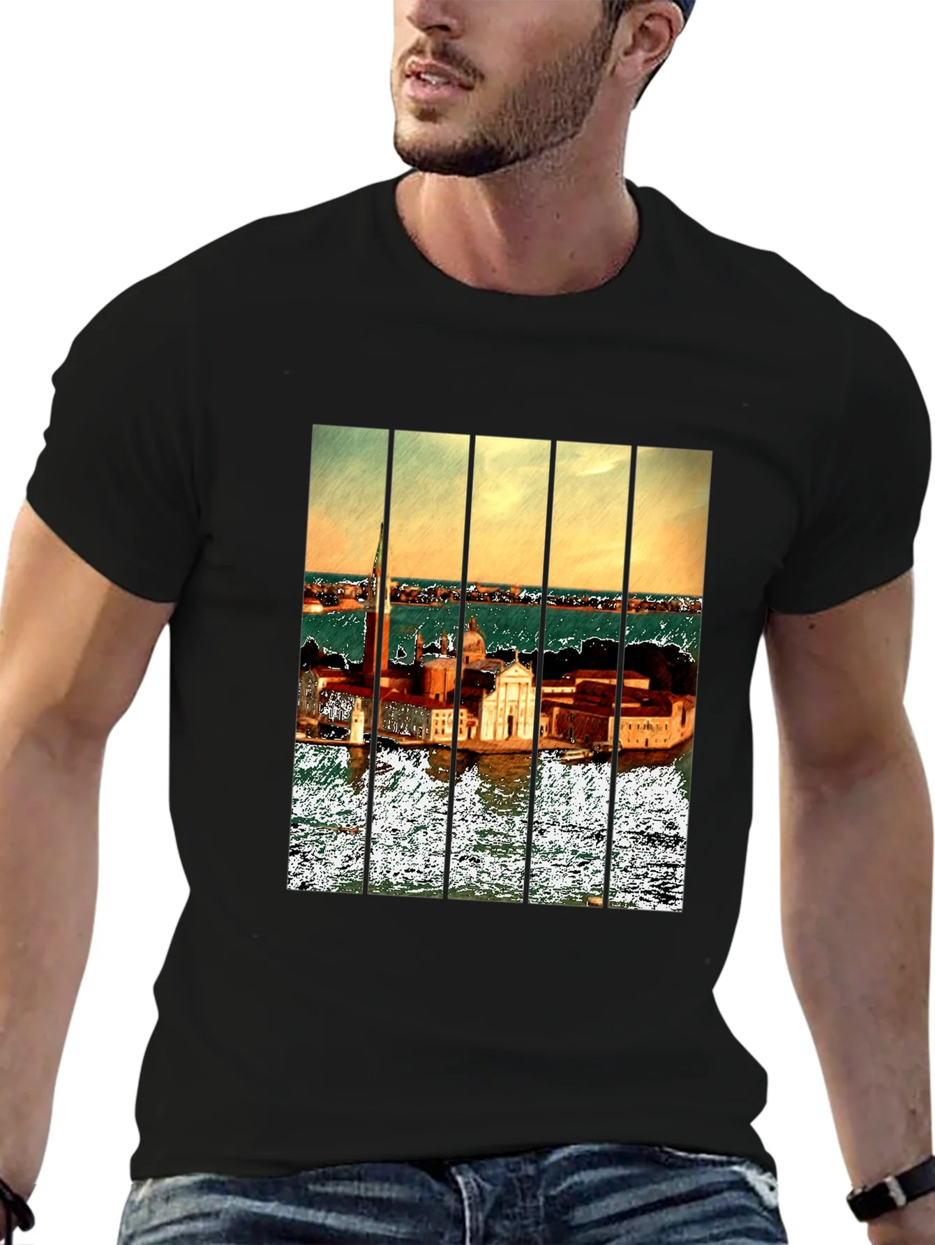 Venice T-Shirt: Artistic Cityscape Tee for Men