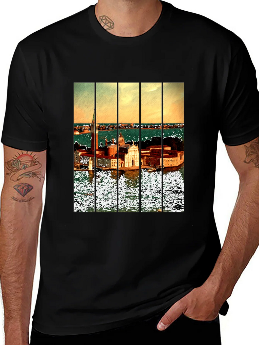 Venice T-Shirt: Artistic Cityscape Tee for Men