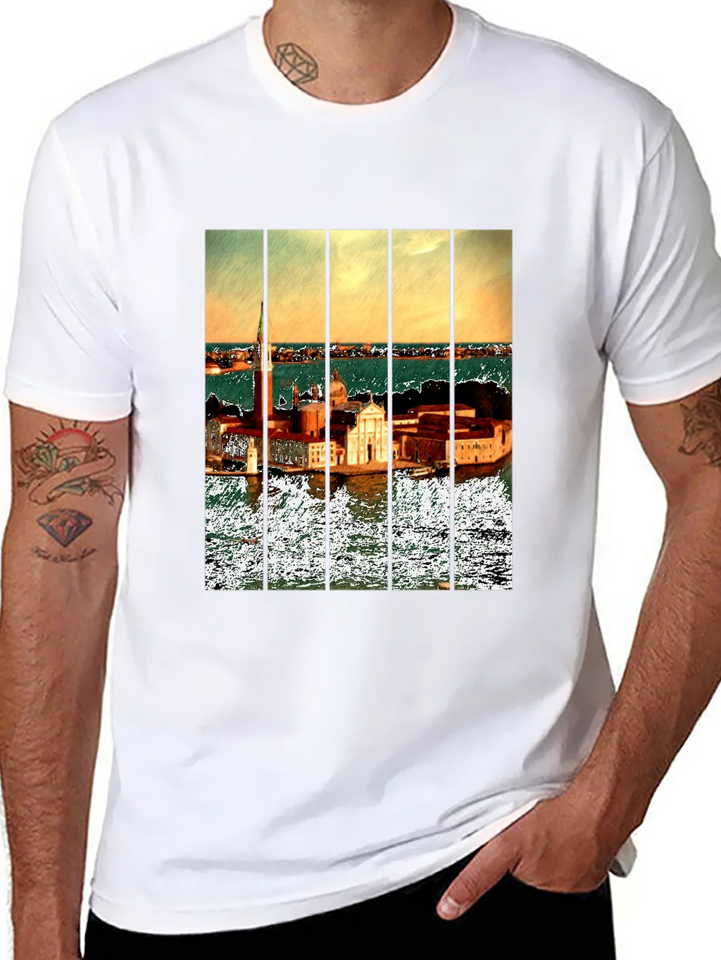 Venice T-Shirt: Artistic Cityscape Tee for Men