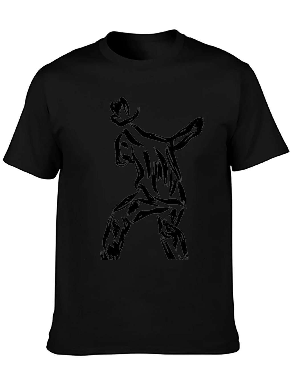 Stylish Black T-Shirt with Abstract Cowboy Print