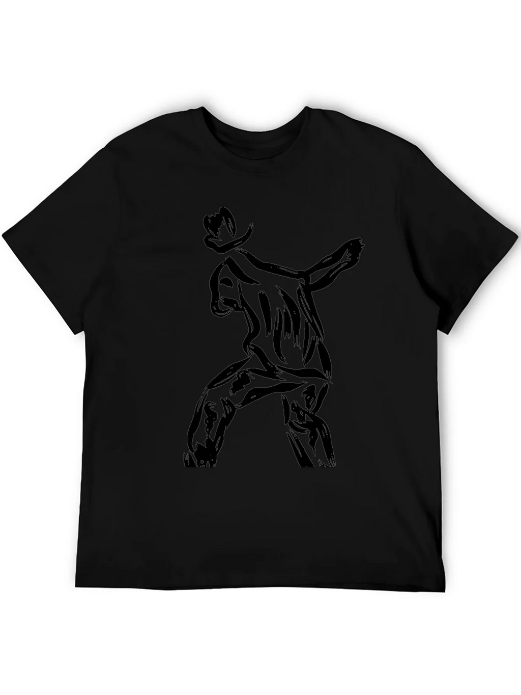 Stylish Black T-Shirt with Abstract Cowboy Print
