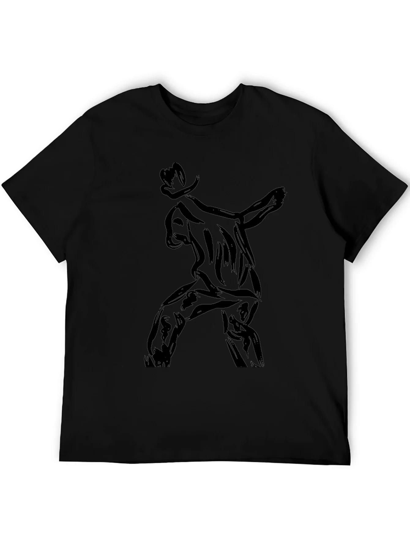 Stylish Black T-Shirt with Abstract Cowboy Print