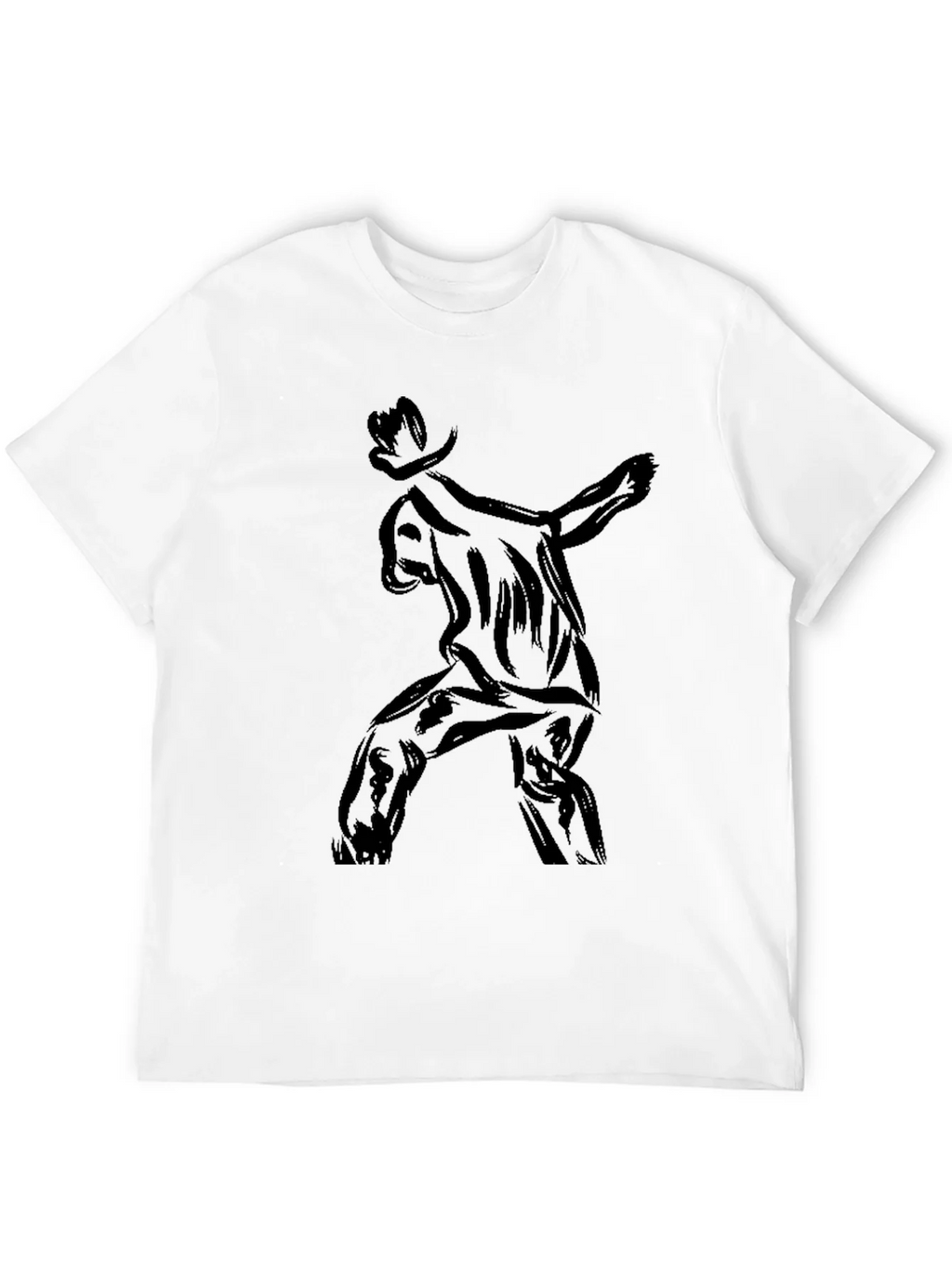 Stylish Black T-Shirt with Abstract Cowboy Print