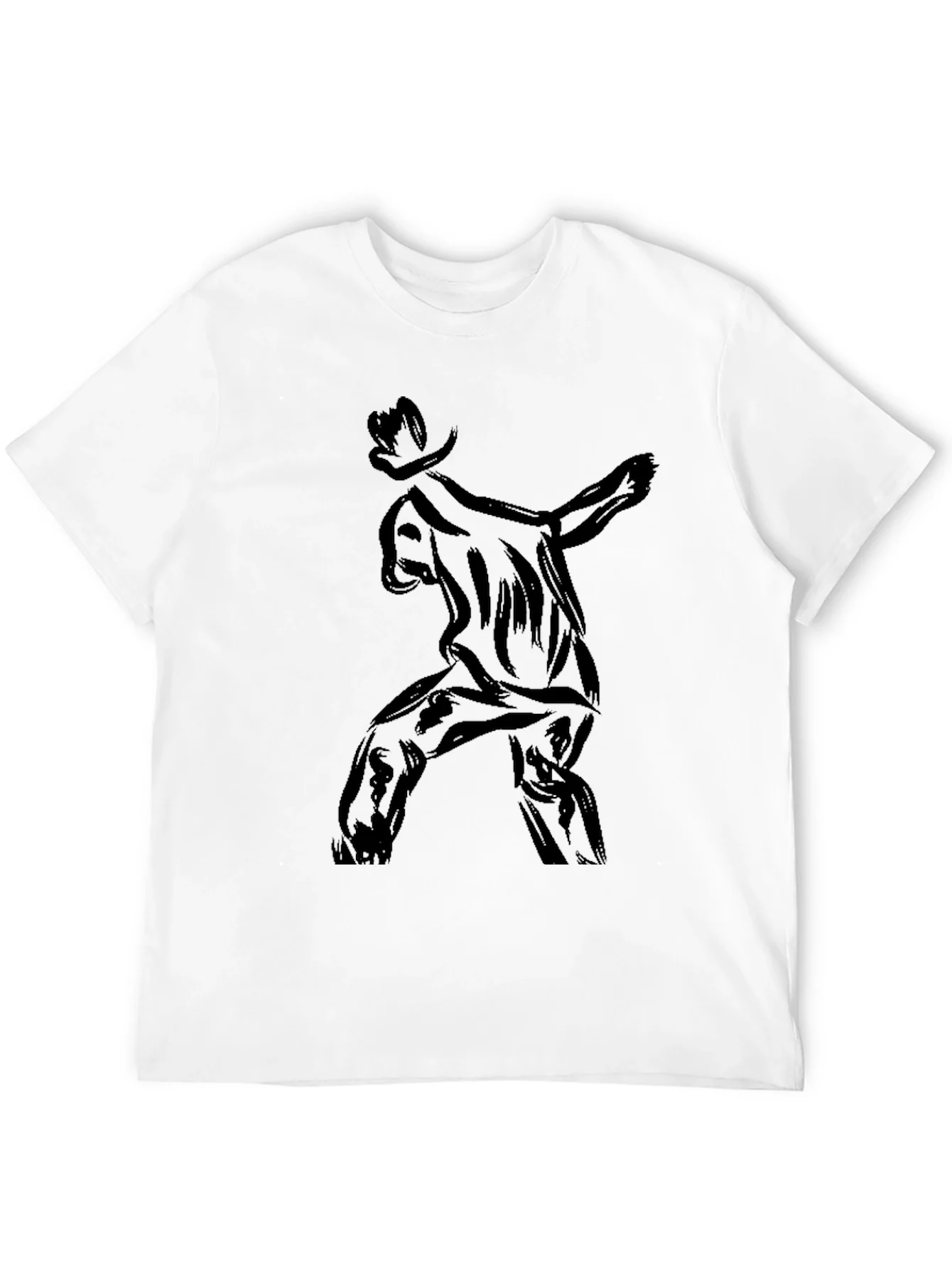 Stylish Black T-Shirt with Abstract Cowboy Print
