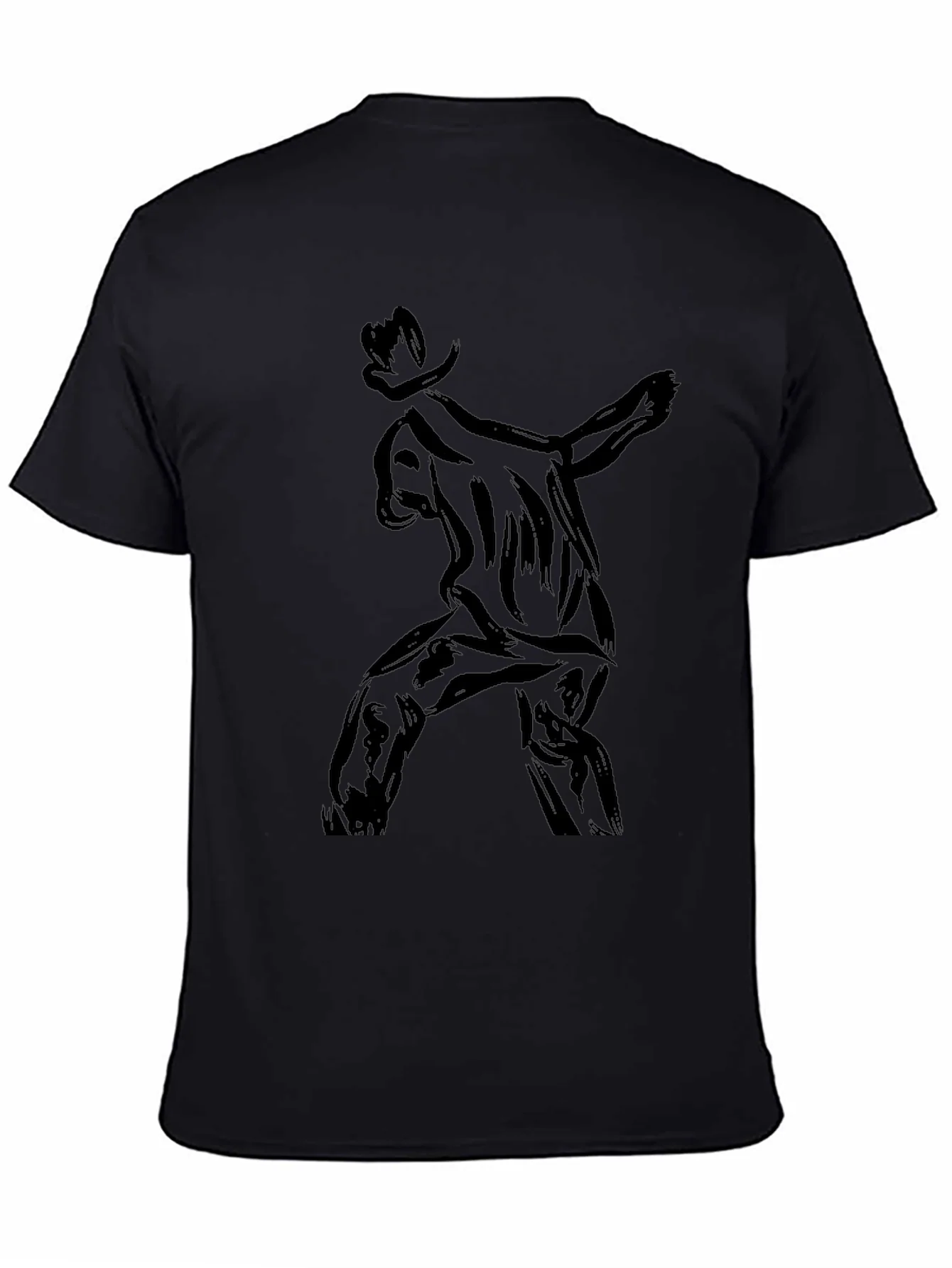 Stylish Black T-Shirt with Abstract Cowboy Print