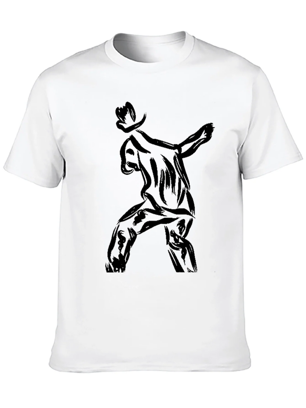 Stylish Black T-Shirt with Abstract Cowboy Print