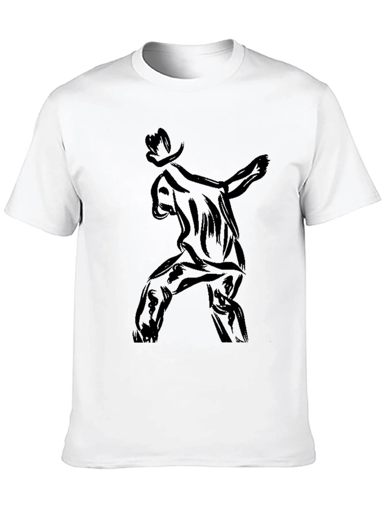 Stylish Black T-Shirt with Abstract Cowboy Print