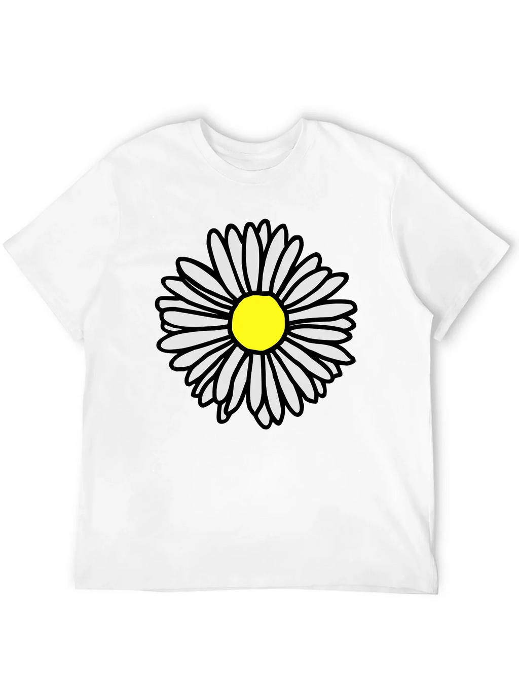 Daisy Flower Graphic Tee - Casual Black T-Shirt
