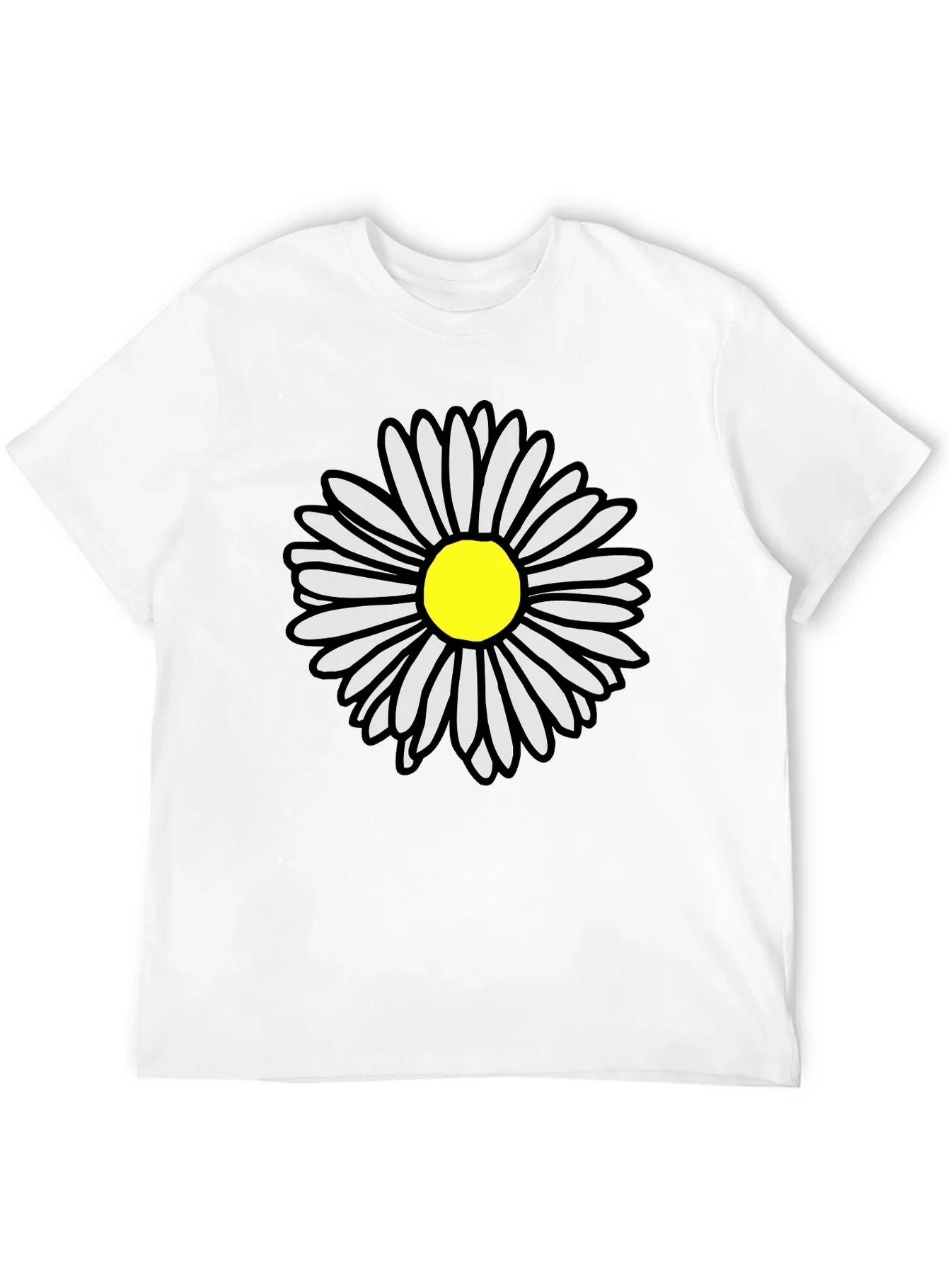 Daisy Flower Graphic Tee - Casual Black T-Shirt