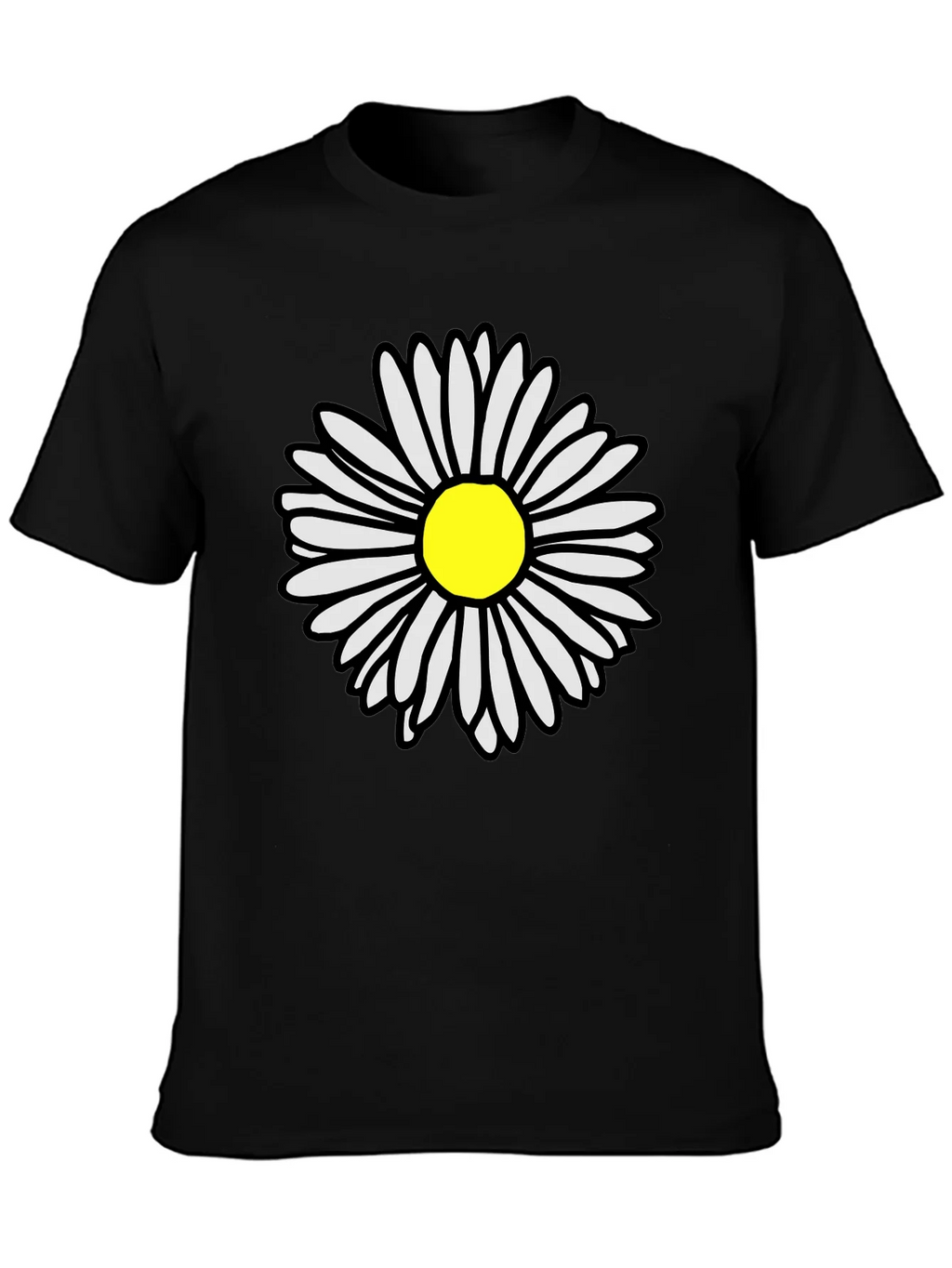 Daisy Flower Graphic Tee - Casual Black T-Shirt