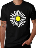 Daisy Flower Graphic Tee - Casual Black T-Shirt