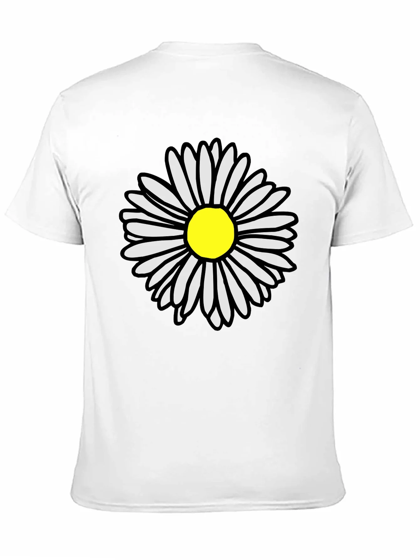 Daisy Flower Graphic Tee - Casual Black T-Shirt