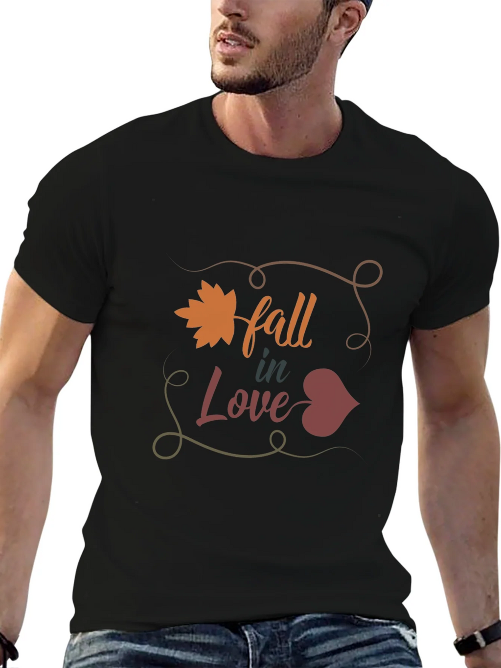Fall in Love Graphic Tee - Mens Black T-Shirt