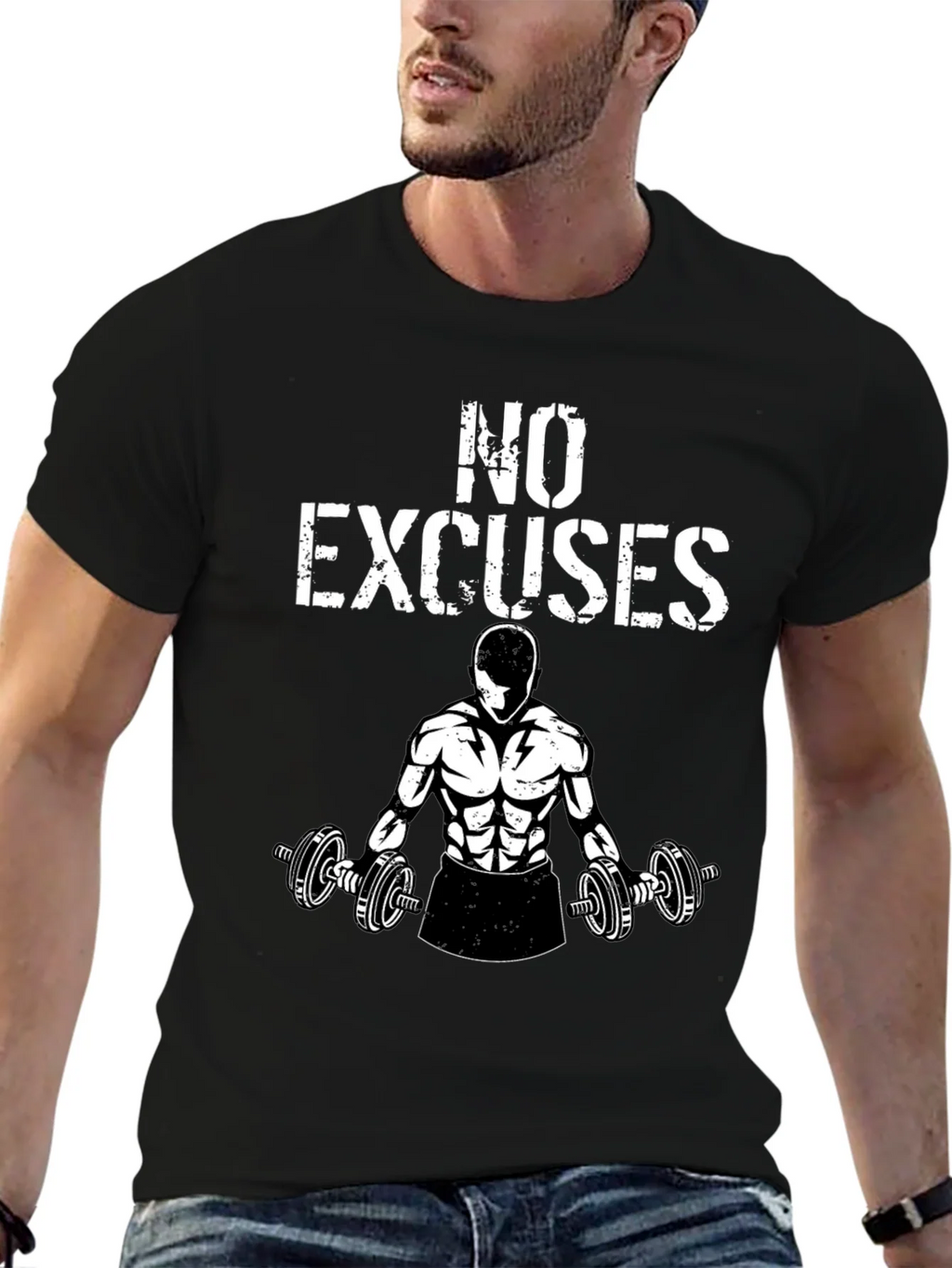 No Excuses Gym T-Shirt - Black Graphic Tee