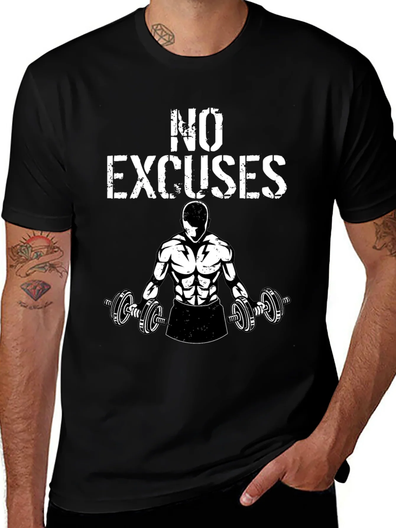 No Excuses Gym T-Shirt - Black Graphic Tee