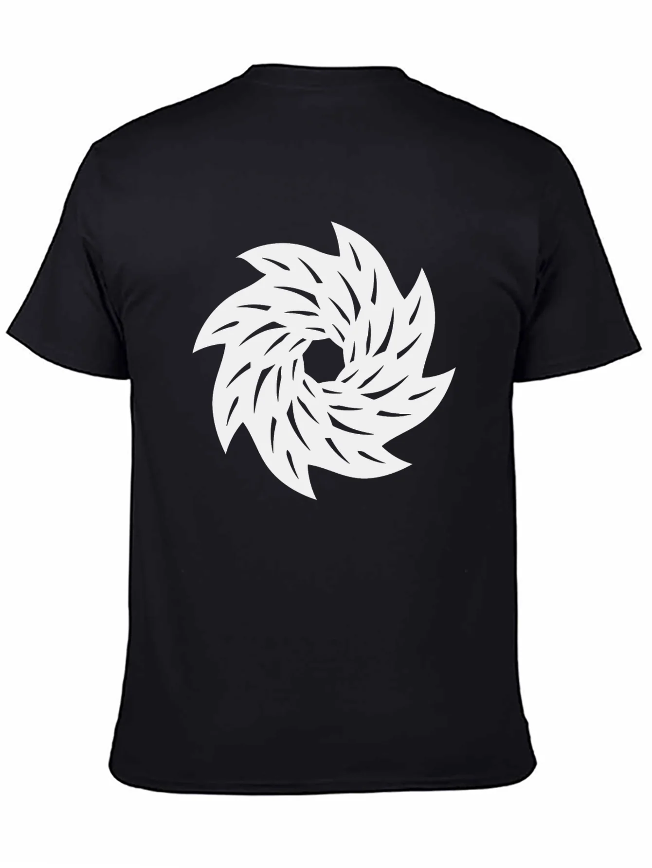 Black Tee with White Abstract Swirl Graphic