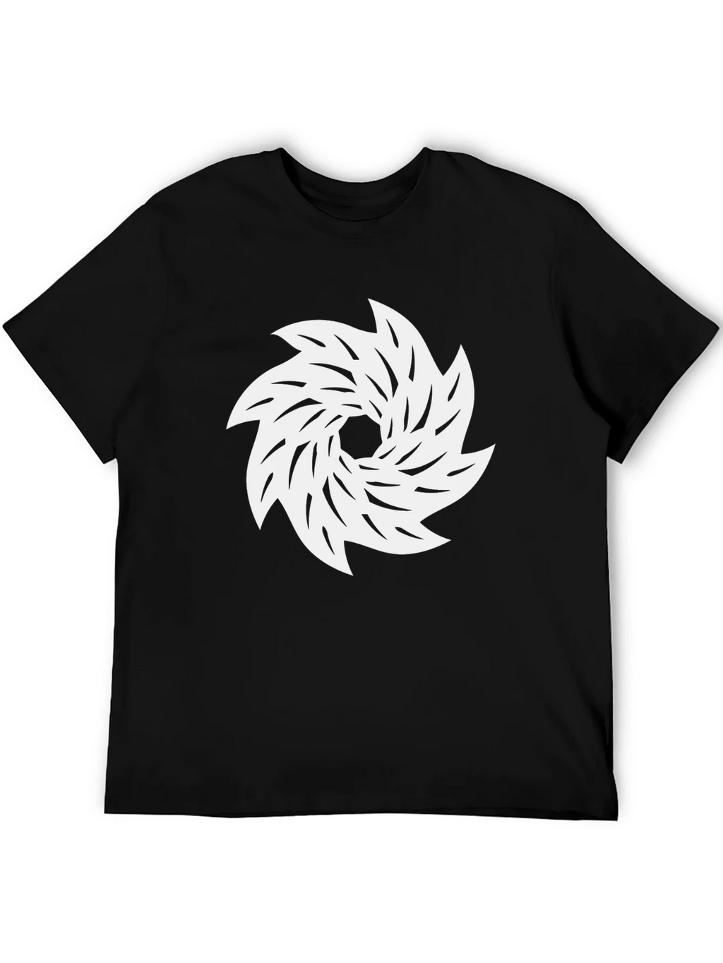 Black Tee with White Abstract Swirl Graphic