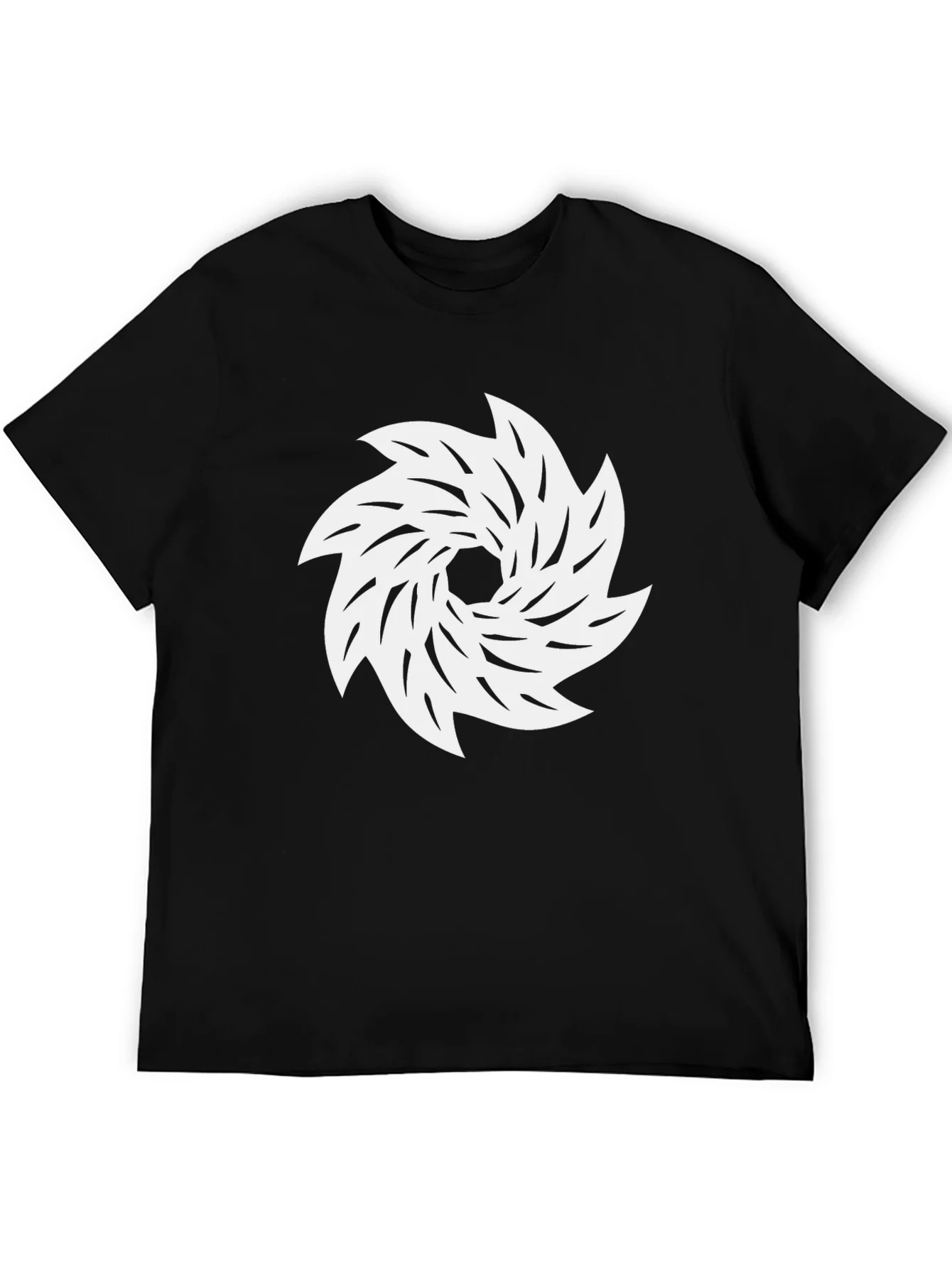 Black Tee with White Abstract Swirl Graphic