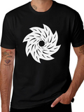 Black Tee with White Abstract Swirl Graphic