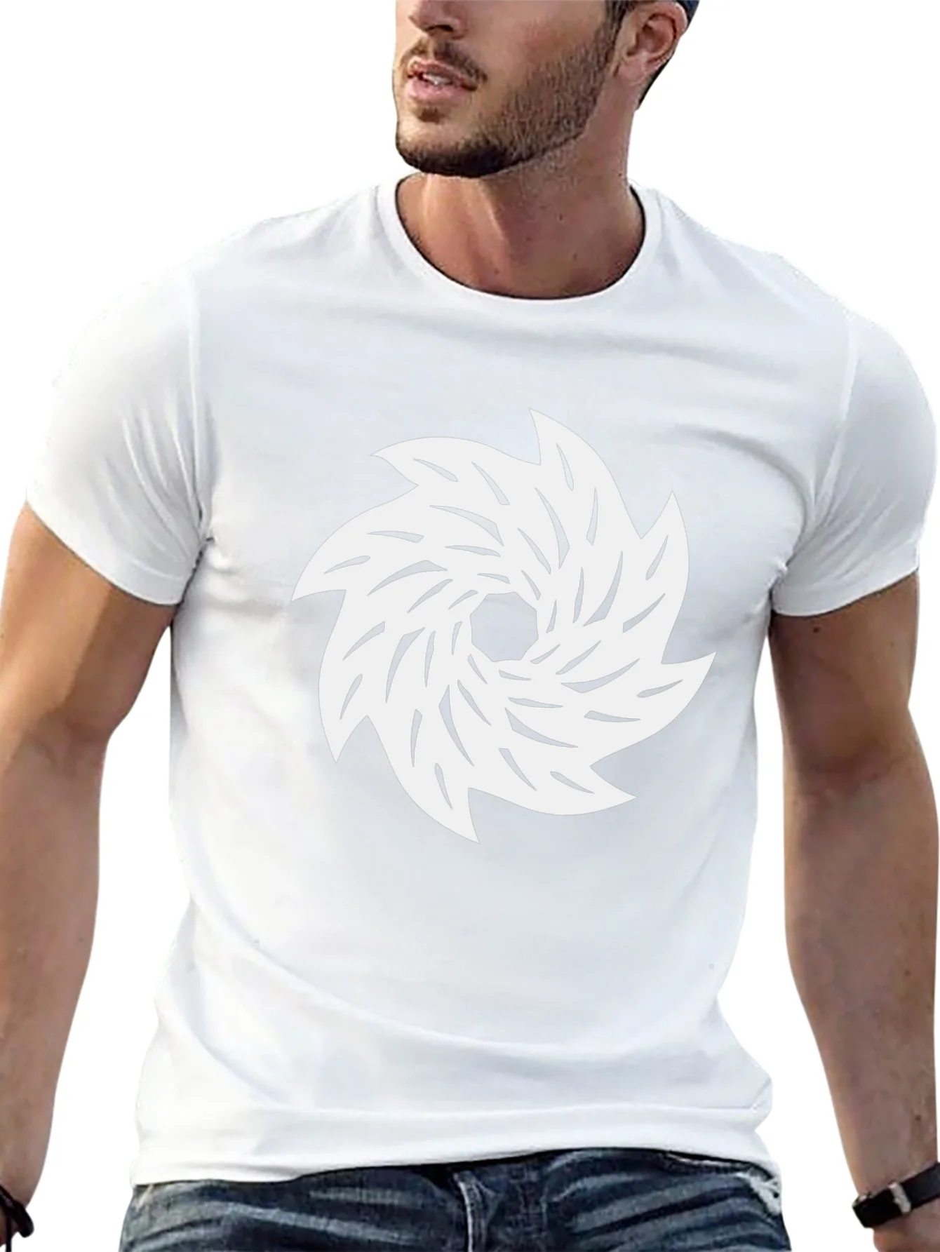 Black Tee with White Abstract Swirl Graphic