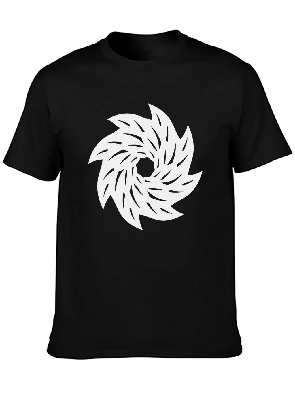 Black Tee with White Abstract Swirl Graphic